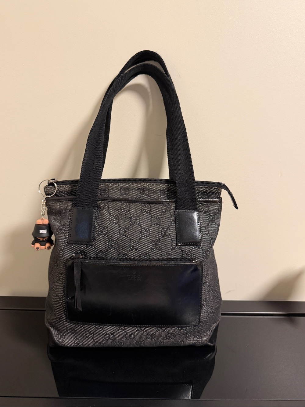 Gucci Black Monogram Denim Small Tote Bag authentic